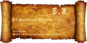 Blahovics Miron névjegykártya